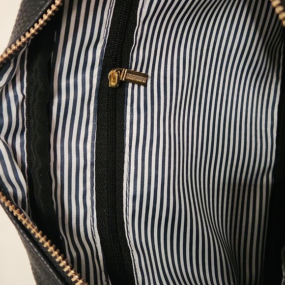 New! Vegan leather black purse with 2 shoulder straps crossbody handbag gold - Picture 7 of 10